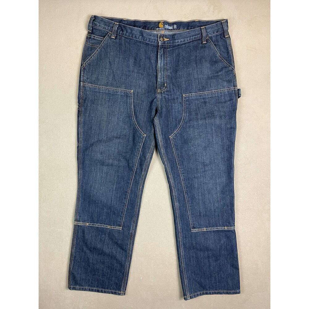Carhartt Mens 42x30 Blue‎ Carpenter Cargo Double-Front Utility Logger Jean Adult